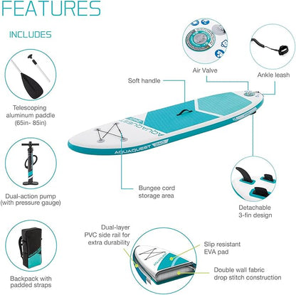 8' AquaQuest&#174; 240 Inflatable Paddle Board Features