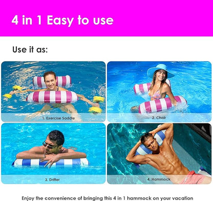 Pool Floats - 2 Included - 1 Deep Pink and 1 Blue plus Manual Pump
