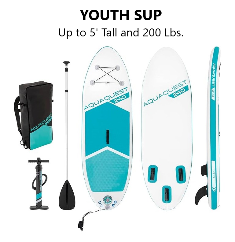 8' AquaQuest&#174; 240 Inflatable Paddle Board Package